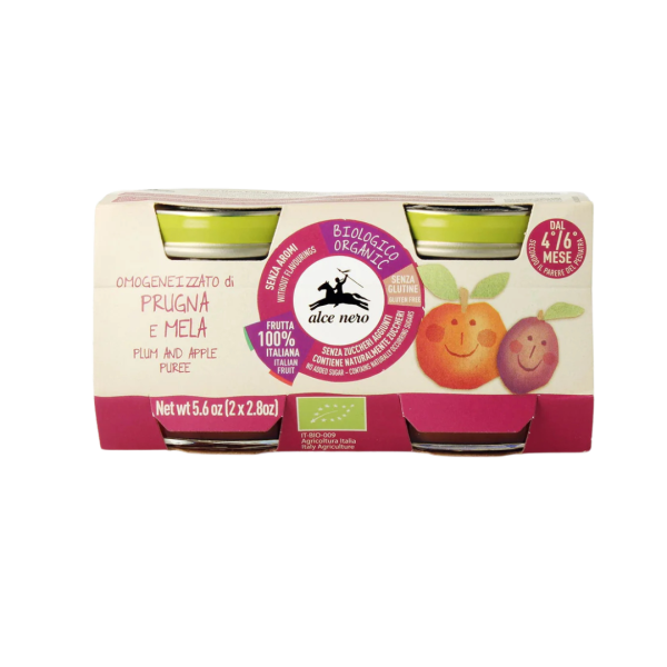 Alce Nero Bio Babygläschen Pflaume und Apfel, 160g