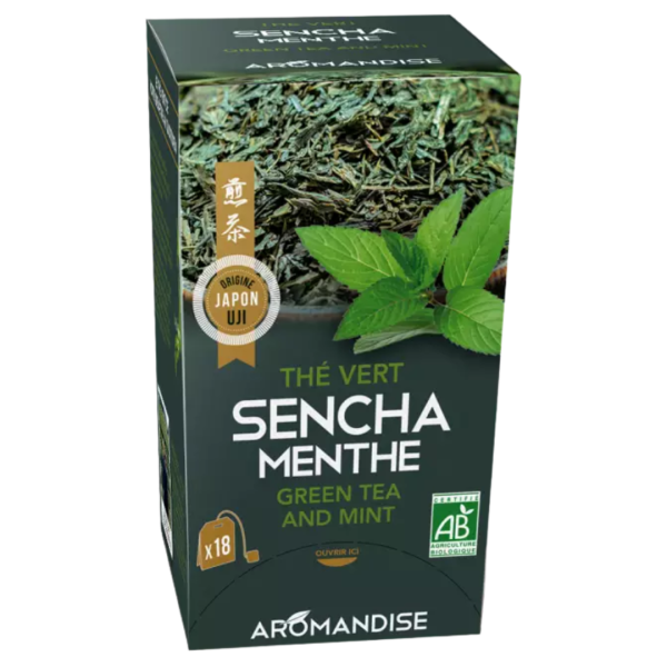 AROMANDISE Bio Uji Sencha und Minze, 18 Beutel