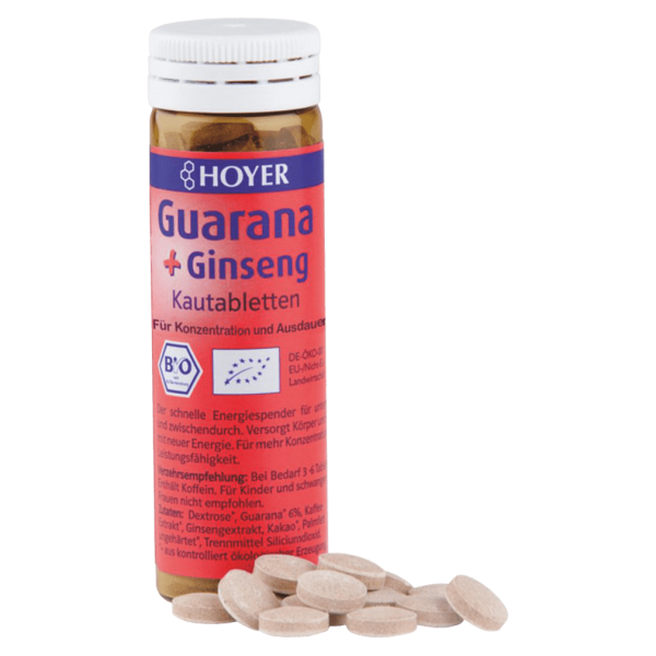 Hoyer Bio Guarana + Ginseng Kautabletten 60St