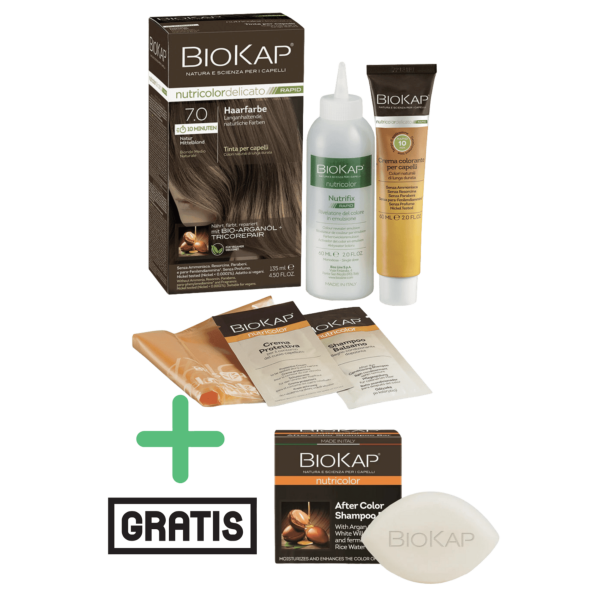 BioKap Haarfarbe Natur Mittelblond NR. 7 plus After Color festes Shampoo gratis