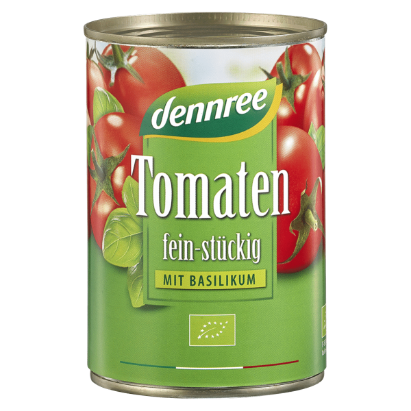 dennree Bio Tomaten fein-stückig mit Basilikum