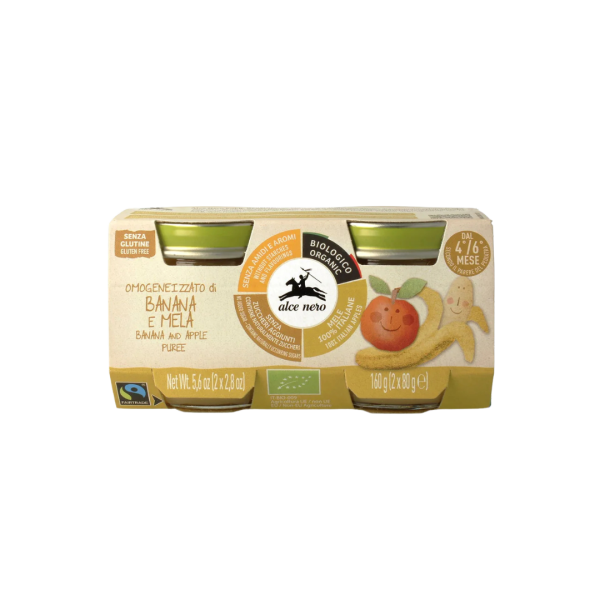 Alce Nero Bio Babygläschen Banane und Apfel, 160g
