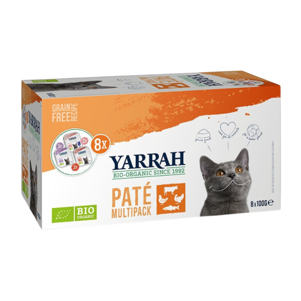 Yarrah Katze Schalen Multipack Pastete gemischt (Rind/ Huhn & Truthahn / Lachs (MSC))