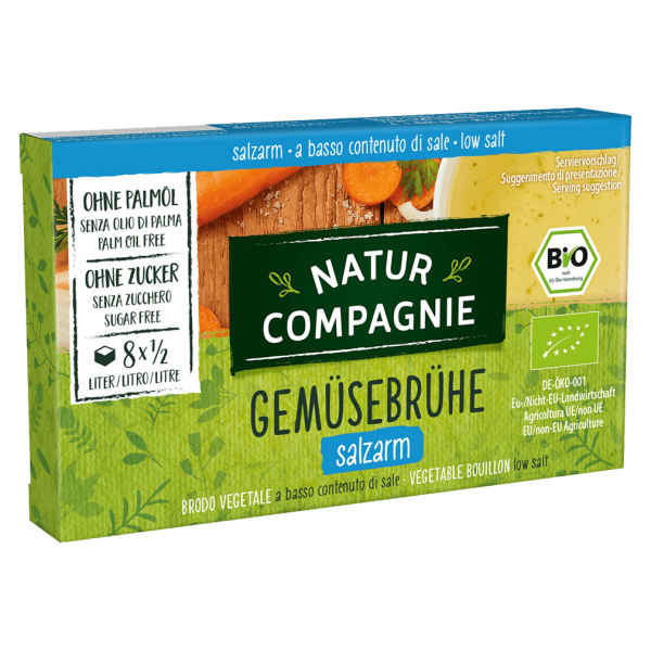 Natur Compagnie Bio Gemüsebrühe salzarm, 8 Würfel für je 500ml Brühe