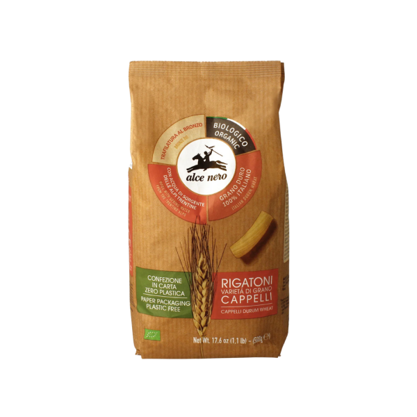 Alce Nero Bio Rigatoni aus Cappelli-Hartweizen, 500g