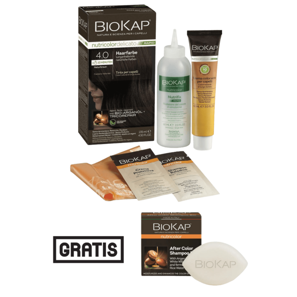 BioKap Haarfarbe Naturbraun Nr. 4.0 plus After Color festes Shampoo gratis