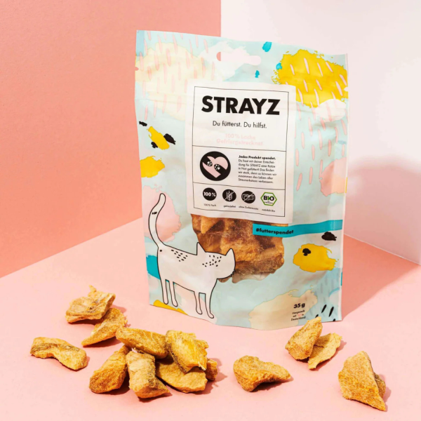 STRAYZ Bio Katzen &amp; Hunde Snack 100% Lachs gefriergetrocknet