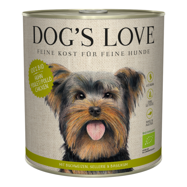 Dog´s Love Bio Hunde Nassfutter Huhn, 800g Dose