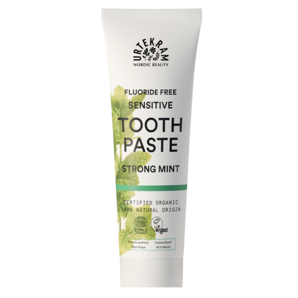 Urtekram Toothpaste Strong Mint Sensitive Fluoride Free, 75 ml