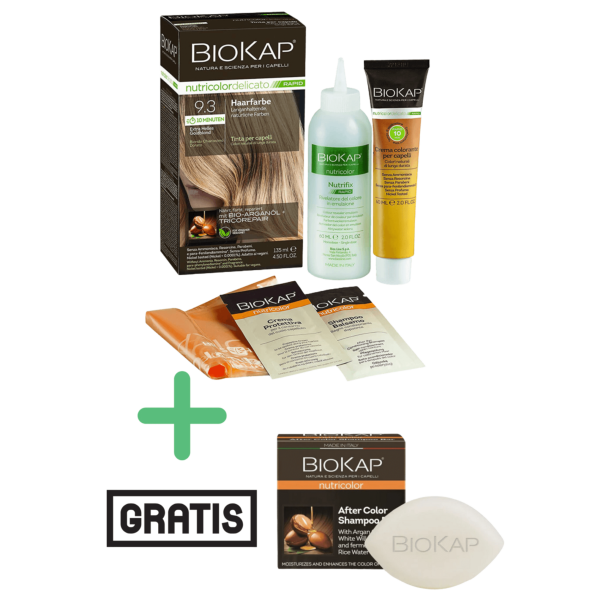 BioKap Haarfarbe Extra helles Goldblond Nr. 9.3 plus After Color festes Shampoo gratis