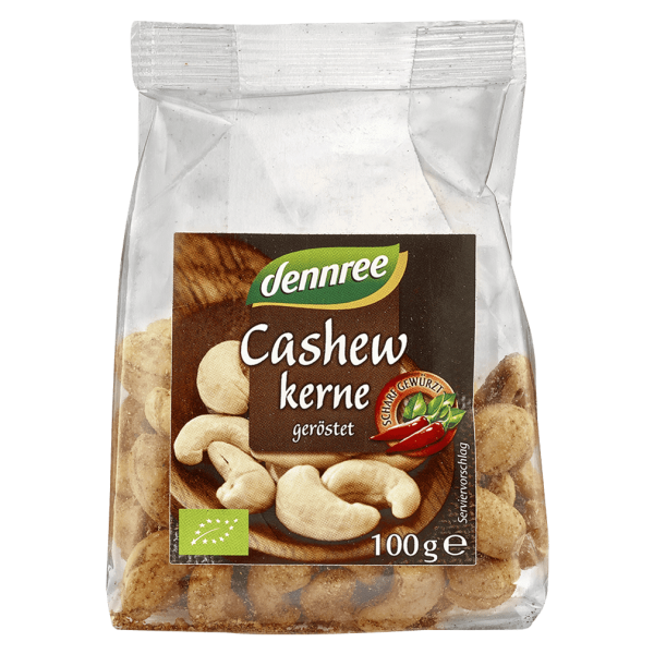 dennree Bio Cashewkerne, geröstet & scharf gewürzt