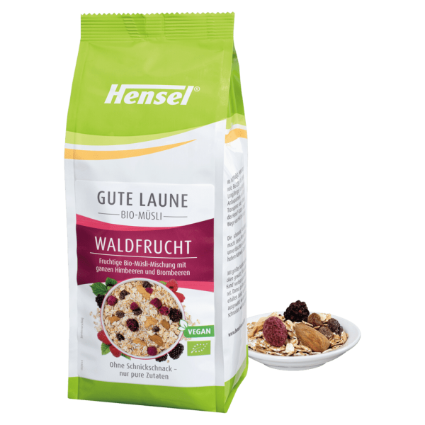 Hensel Bio Waldfrucht-Müsli Gute Laune MHD 28.02.2024