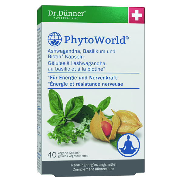 Dr.Dünner PhytoWorld Ashwagandha, Basilikum, Biotin Kapseln, 40 Stück