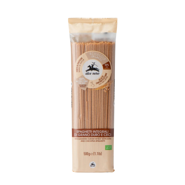 Alce Nero Bio Vollkornspaghetti aus Hartweizen und Kichererbsen, 500g