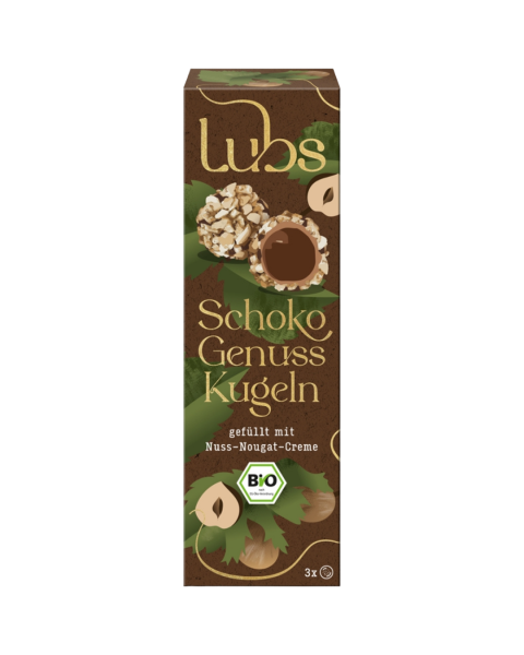 Lubs Bio Schoko Genuss Kugeln mit Nuss-Nougat-Creme