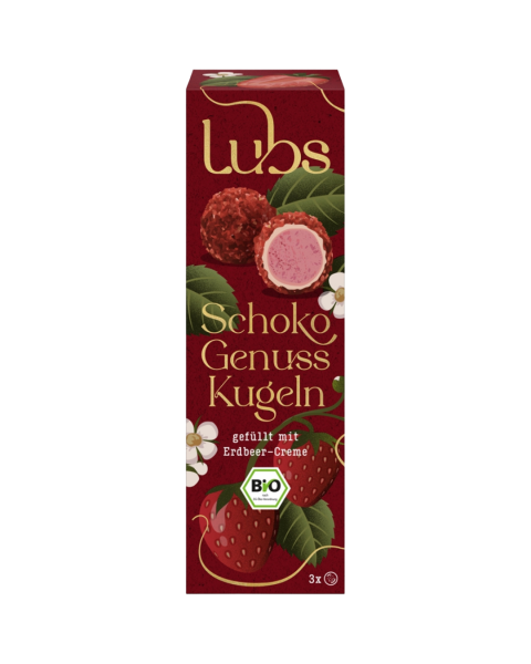 Lubs Bio Schoko Genuss Kugeln mit Erdbeer-Creme