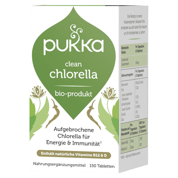 Pukka Bio Clean Chlorella, 150 Tabletten