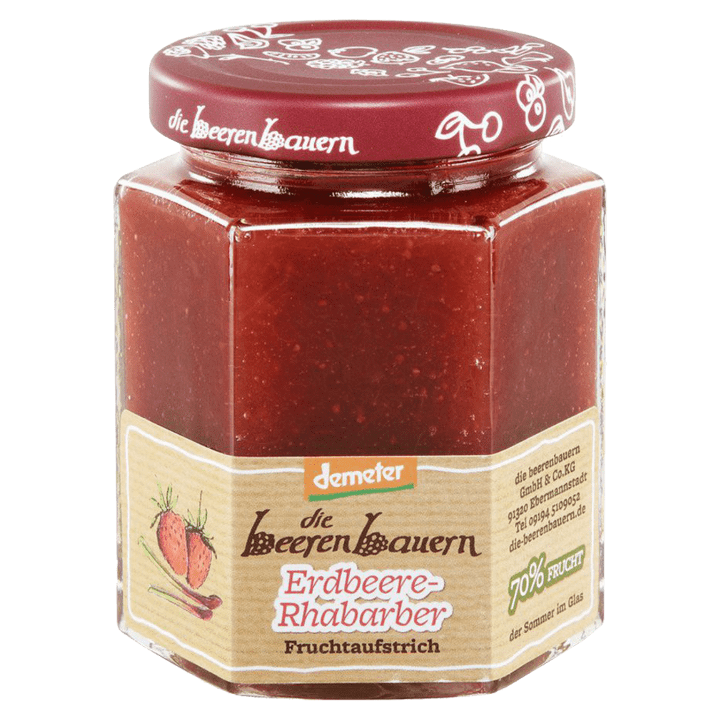 Bio Erdbeere-Rhabarber Fruchtaufstrich von die beerenbauern bei greenist.de Bio Erdbeere-Rhabarber Fruchtaufstrich von die beerenbauern bei greenist.de