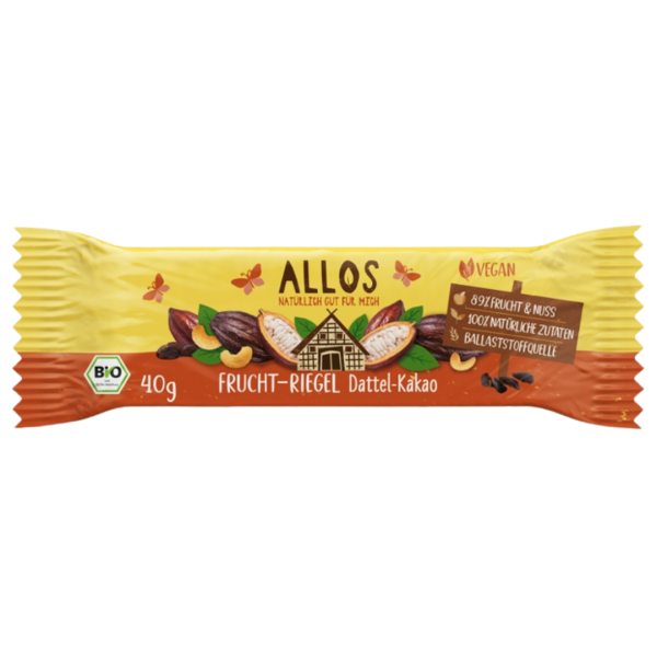 Allos Bio Frucht-Riegel Dattel Kakao, 40g