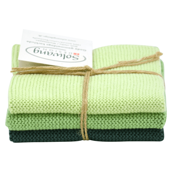 Solwang Design Bio Wischtücher gestrickt, Grüntöne.