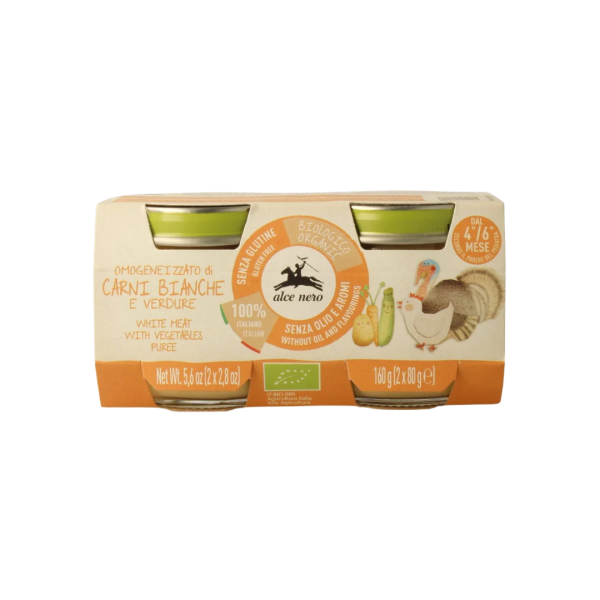Alce Nero Bio Babygläschen mit weißem Fleisch, 160g