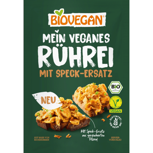 Biovegan Bio Mein veganes Rührei mit Speck-Ersatz