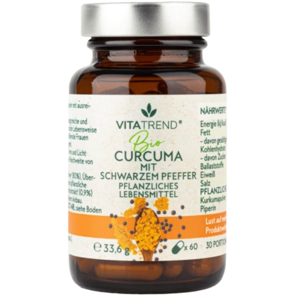 vitatrend Bio Curcuma Kapseln mit Schwarzem Pfeffer