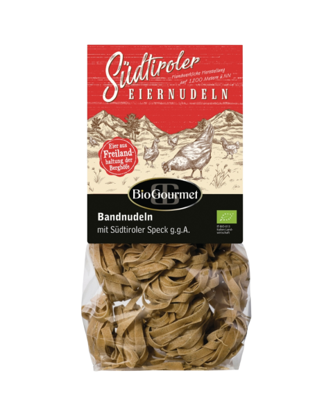 BioGourmet Bio Bandnudeln mit Südtiroler Speck g.g.A., 250g