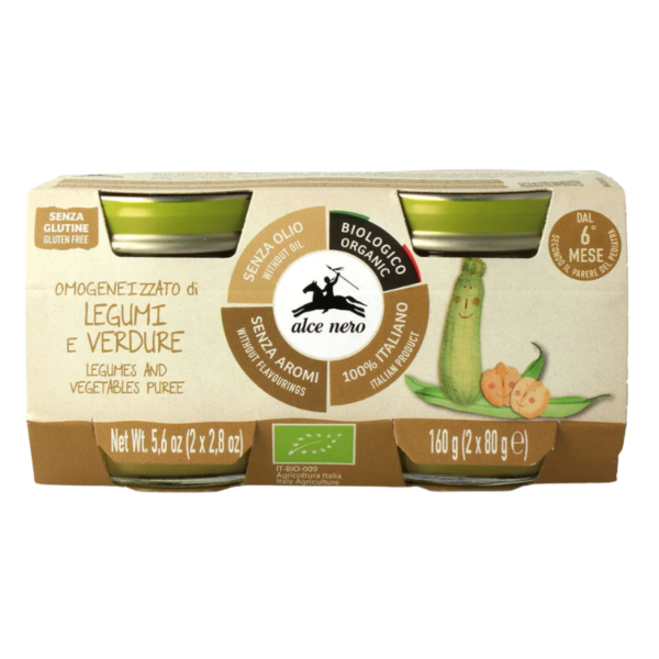 Alce Nero Bio Babygläschen Hülsenfrüchte und Gemüse ab dem 6. Monat, 2 x 80g