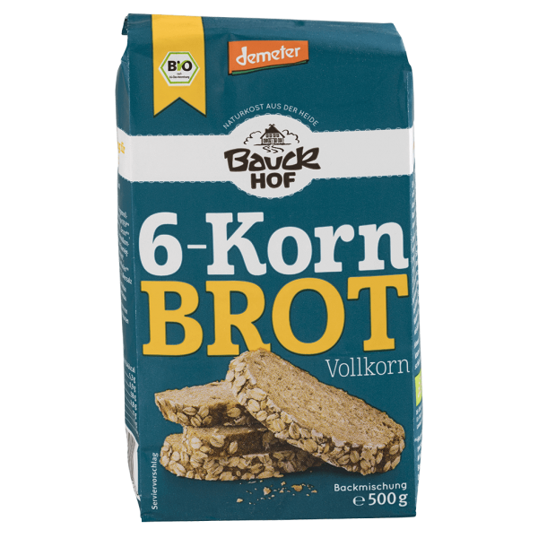 Bauckhof  Bio 6-Korn Brot Vollkorn Backmischung, 500 g