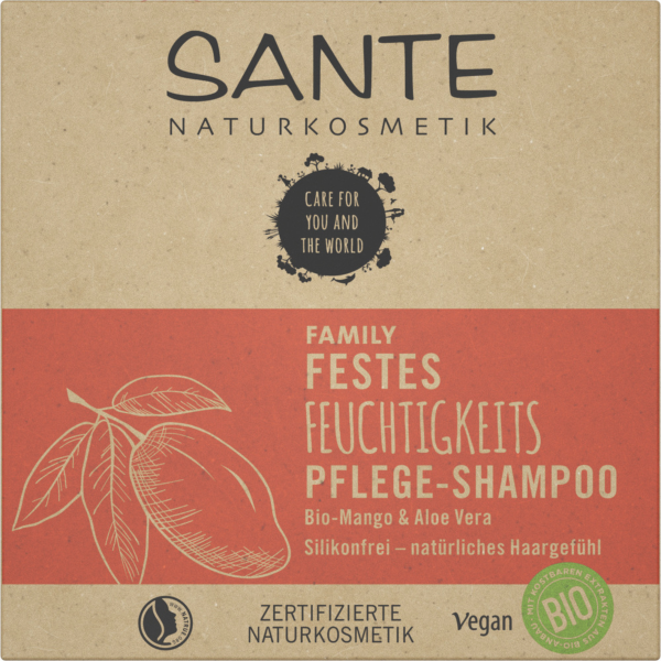 Sante Naturkosmetik Festes Pflege-Shampoo Bio-Mango &amp; Aloe Vera, 60 g