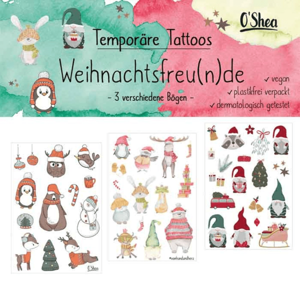 Lipfein Temporäre Klebetattoos Weihnachtsfreu(n)de