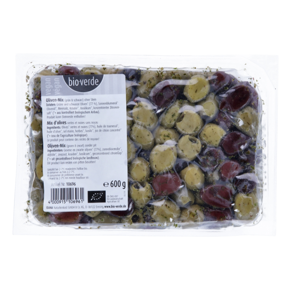 Bio-Verde Bio Oliven-Mix (grün &amp; schwarz) ohne Stein mit frischen Kräuter