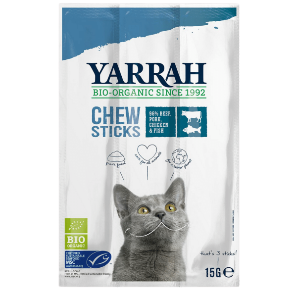Yarrah Bio Katze Snack Kaustangen mit Fisch