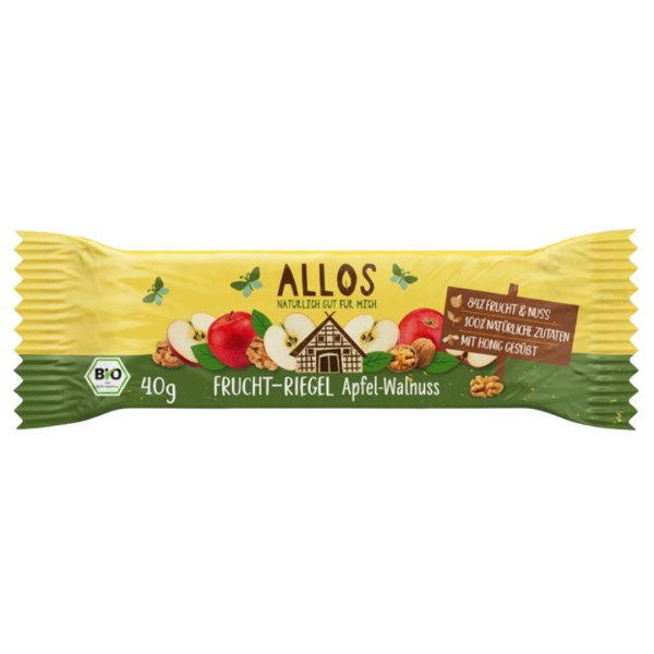 Allos Bio Frucht-Riegel Apfel Walnuss, 40g