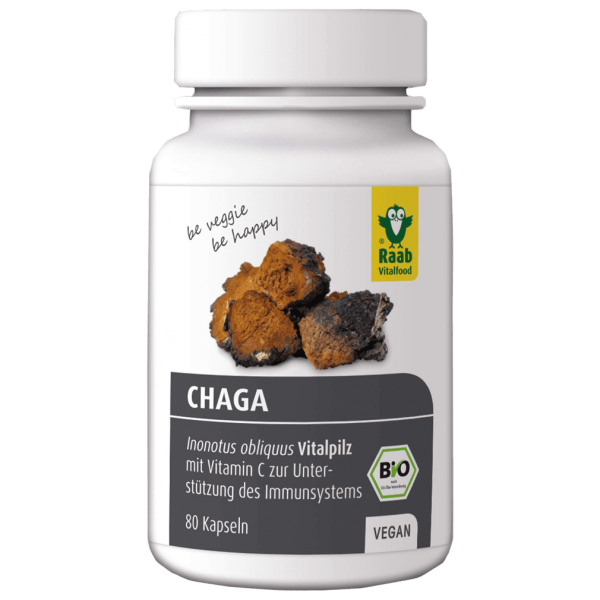 Raab Vitalfood Bio Chaga Vitalpilz Kapseln, 80 Stück
