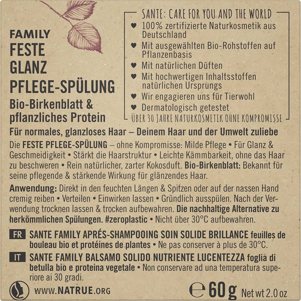 Feste Glanz Pflege-Spülung von Sante Naturkosmetik bei