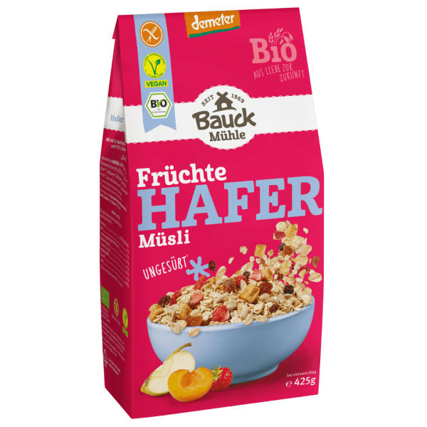 Bauckhof  Bio Hafer Müsli Früchte glutenfrei