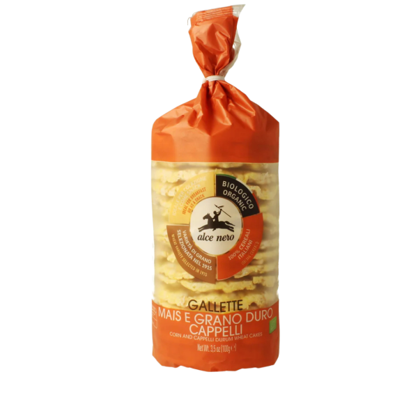 Alce Nero Bio Waffeln aus Mais und Cappelli-Hartweizen aus biologischem Anbau, 100g
