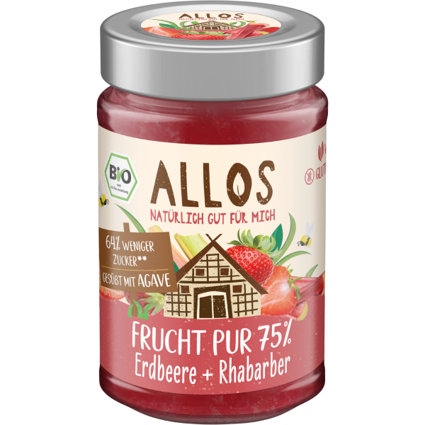 Allos Bio Frucht Pur 75% Erdbeere- Rhabarber