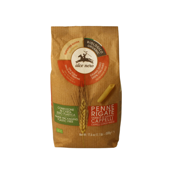 Alce Nero Bio Penne Rigate aus Cappelli-Hartweizen, 500g