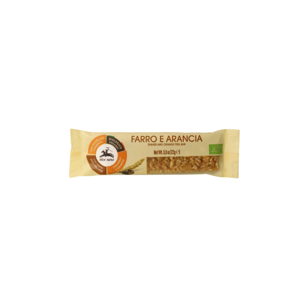Alce Nero Bio Dinkelriegel mit Orange und Zartbitterschokolade, 22g