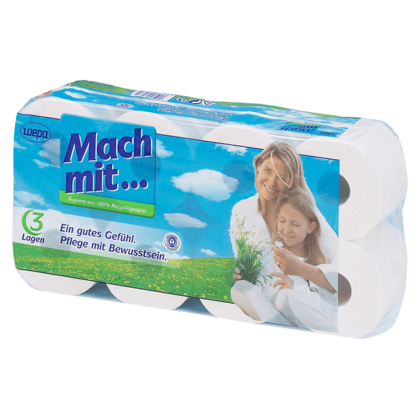 Mach mit Toilettenpapier aus 100% Recyclingpapier - 3 Lagen