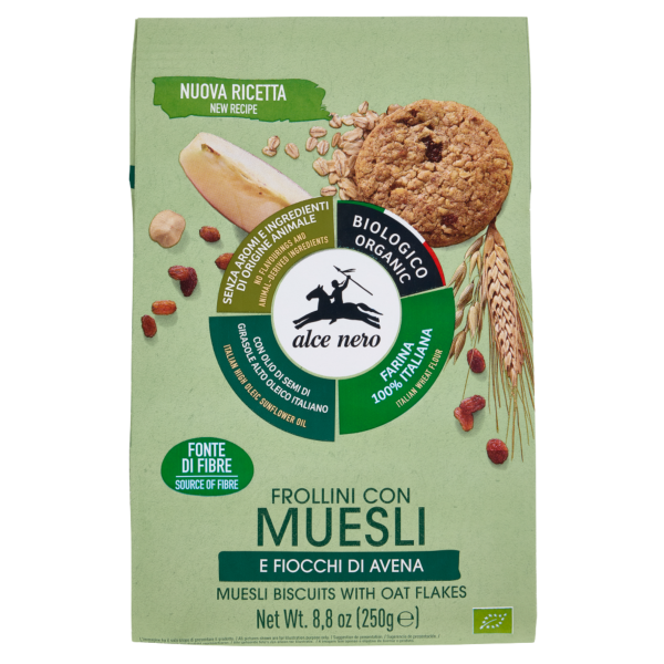 Alce Nero Bio Müsli-Kekse mit Haferflocken und Rosinen, 250g