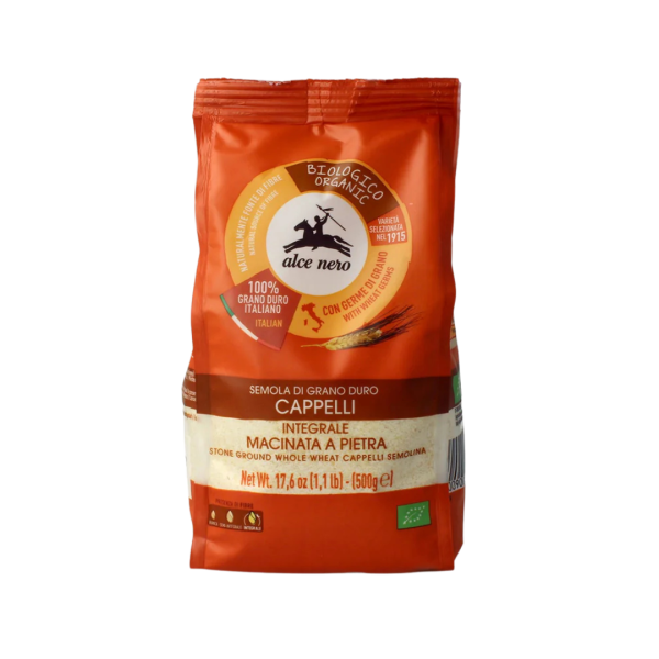 Alce Nero Bio Steingemahlener Hartweizen-Vollkorngrieß Cappelli, 500g