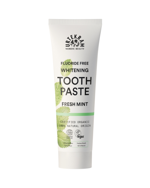Urtekram Toothpaste Fresh Mint Whitening Fluoride Free, 75 ml