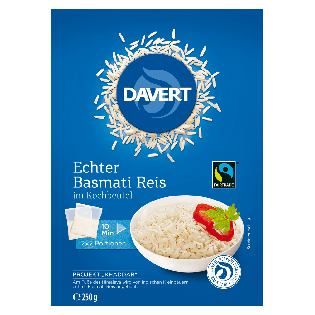 Bio Basmati Reis Kochbeutel 2x 125g von Davert