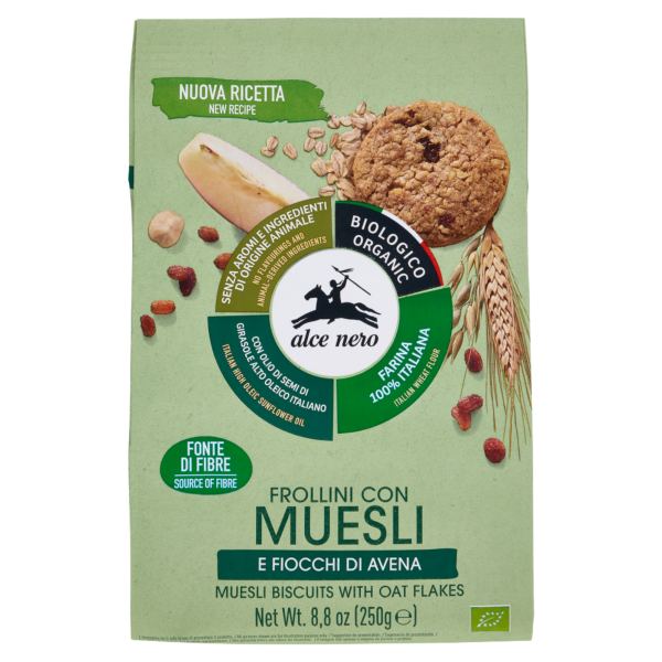 Alce Nero Bio Müsli-Kekse mit Haferflocken und Rosinen, 250g