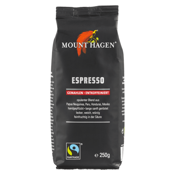 Mount Hagen Bio Espresso, gemahlen, entkoffeiniert, 250g