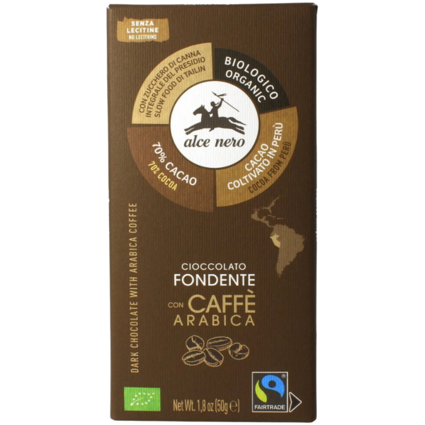 Alce Nero Bio Zartbitterschokolade 70 % mit Kaffee, 50g
